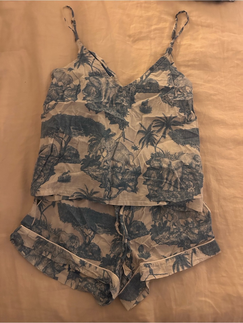 Desmond & Dempsey Blue Floral Safari Print Cami & Short Sleep Set